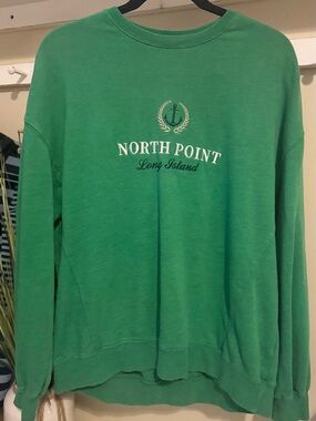 Garage Crew Neck Sweatshirt Oversized XS 8 North Point Long Island EUC Green
